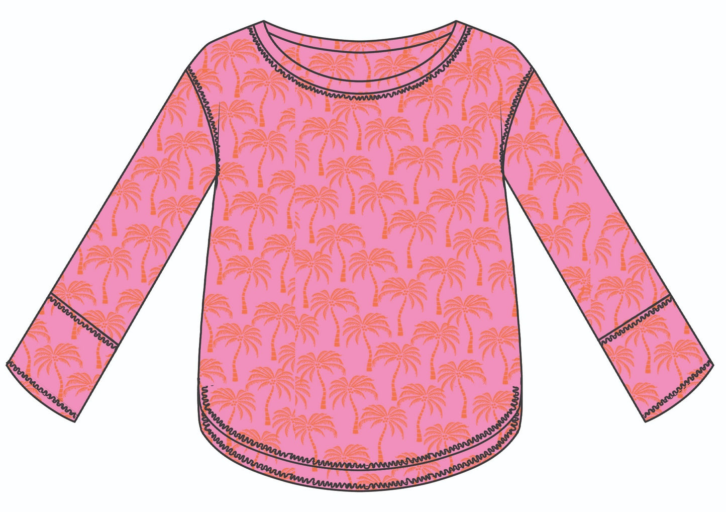 Palm Tree Cotton Long Sleeve Top