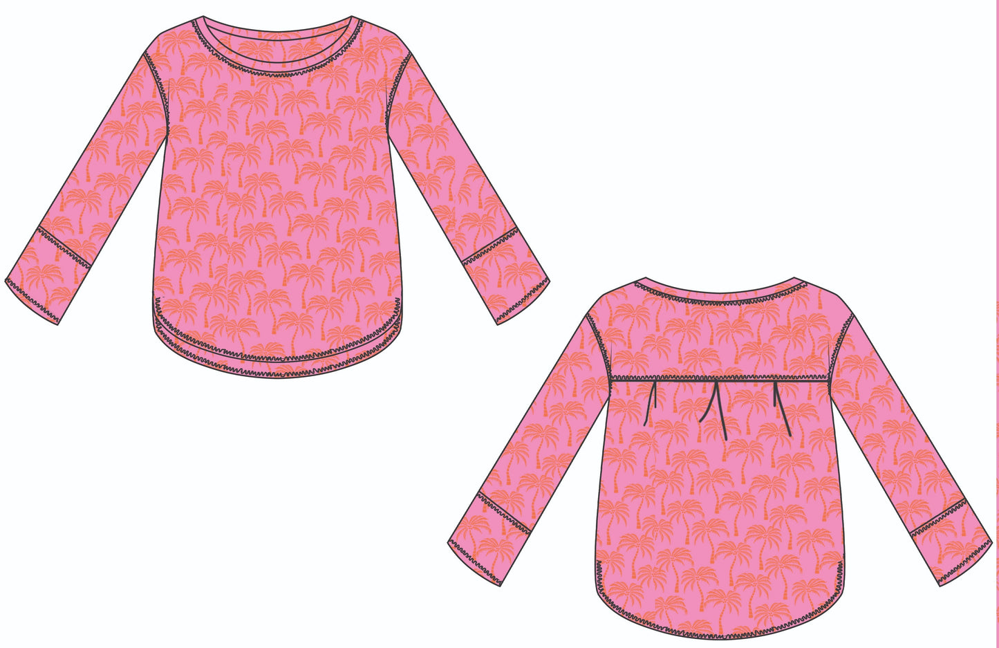 Palm Tree Cotton Long Sleeve Top