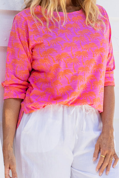Palm Tree Cotton Long Sleeve Top