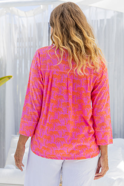 Palm Tree Cotton Long Sleeve Top