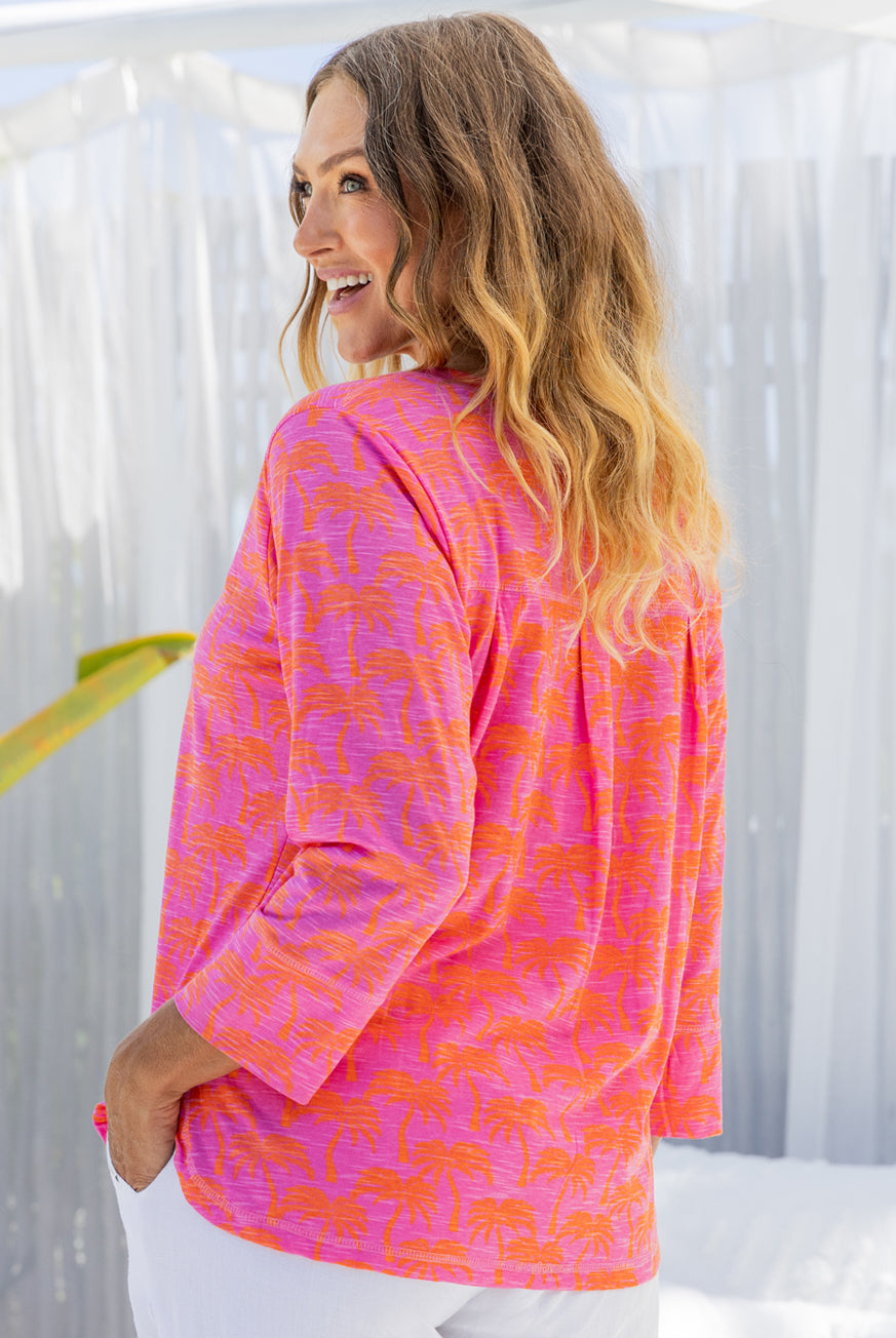 Palm Tree Cotton Long Sleeve Top