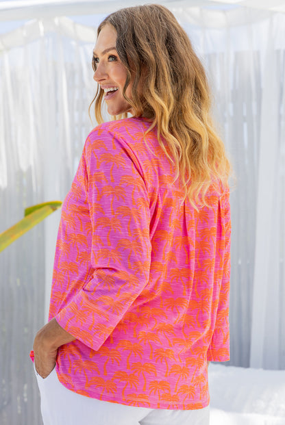 Palm Tree Cotton Long Sleeve Top