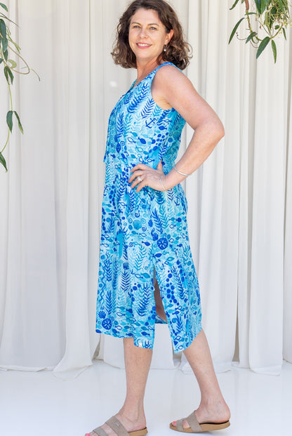 Seaweed Cotton Midi Dress
