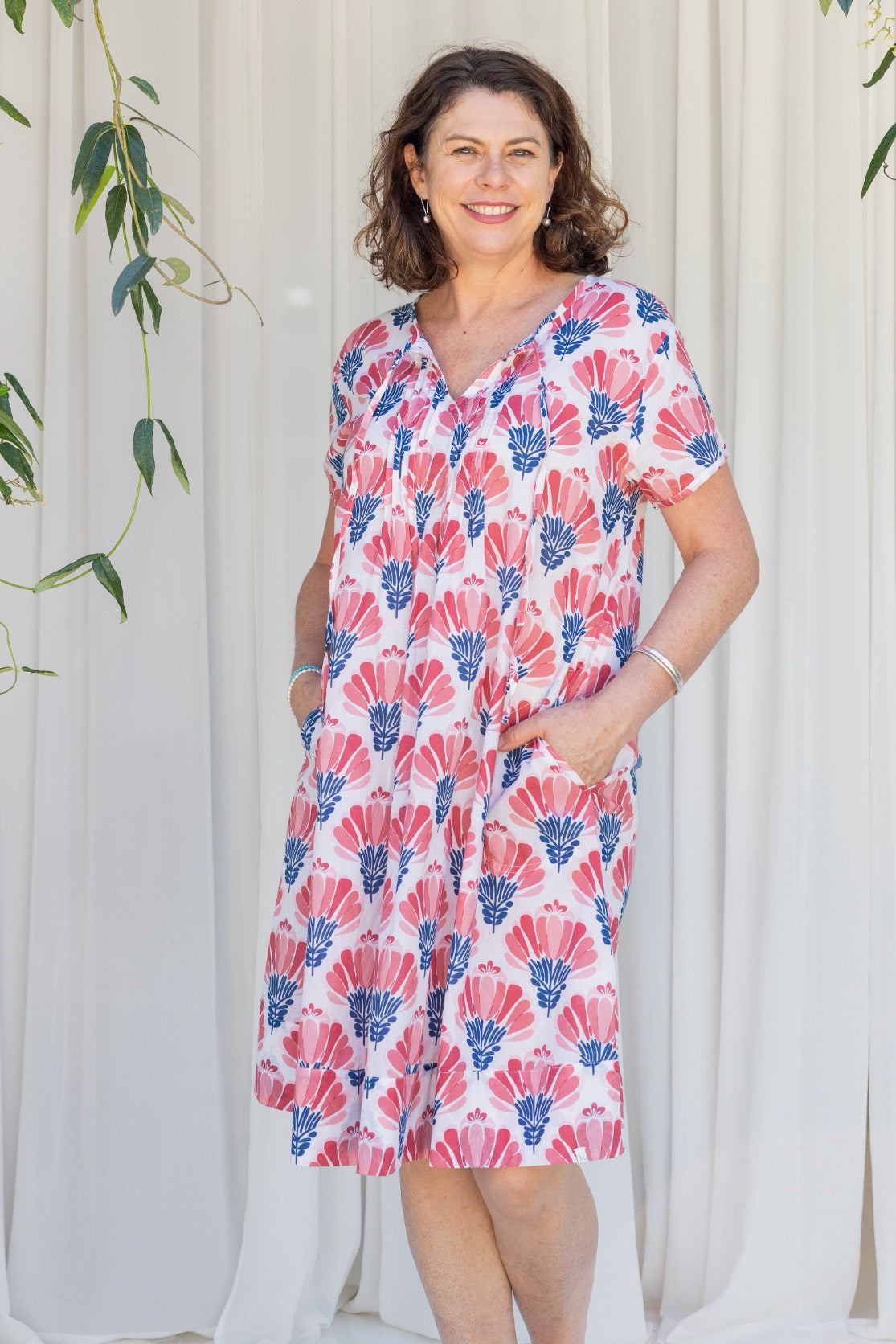 Lorraine Dress w Lotus Print