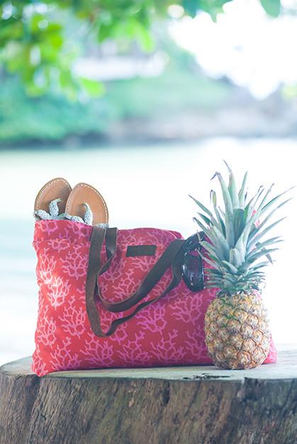 Coral Cotton Beach Bag KVBBCL