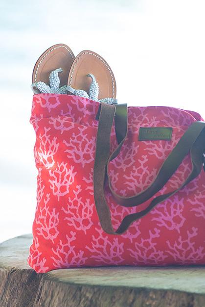 Coral Cotton Beach Bag KVBBCL