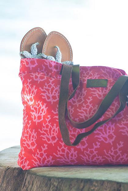 Coral Cotton Beach Bag KVBBCL