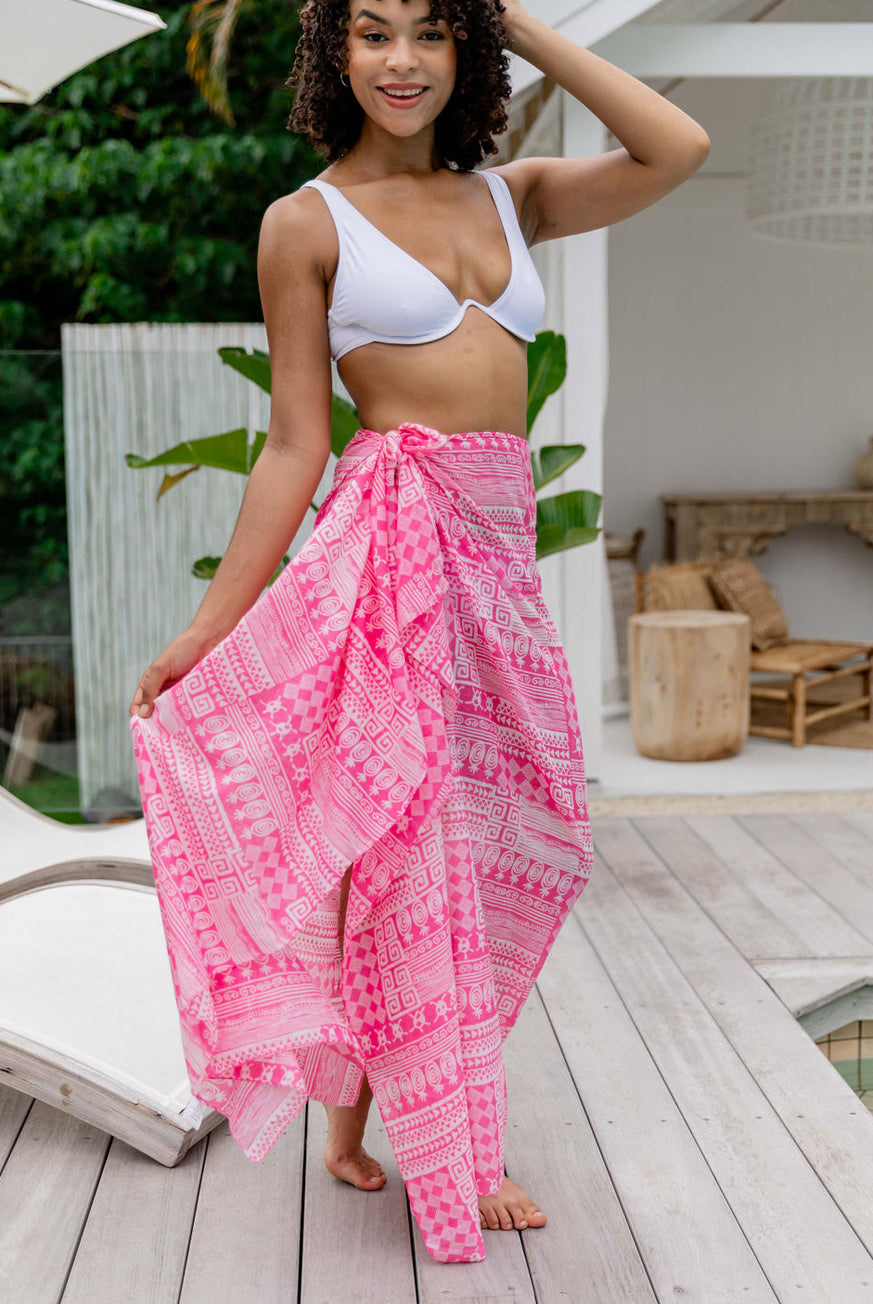 Arawak Printed Cotton Sarong Pareo - Main Image
