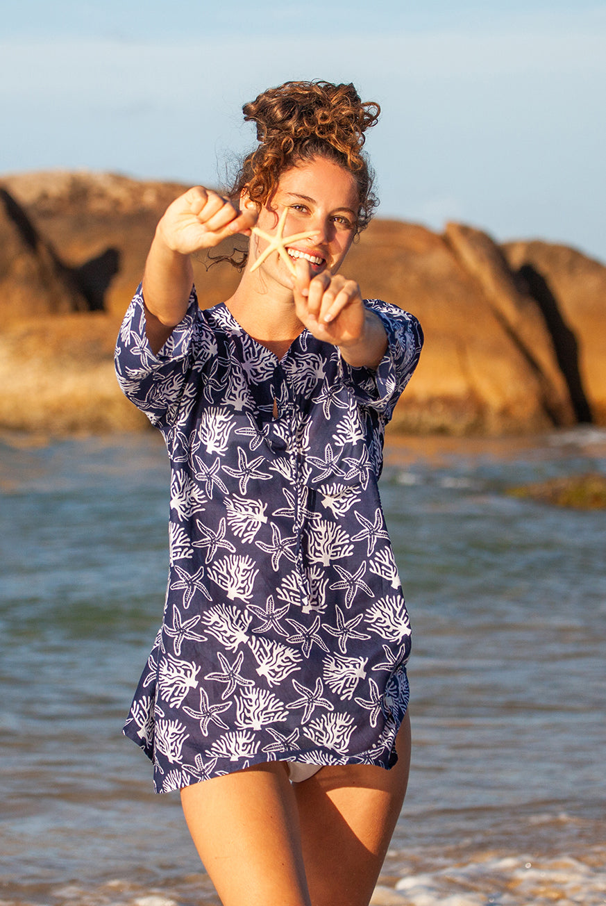 Coral Reef Cotton Beach Tunic Coverup