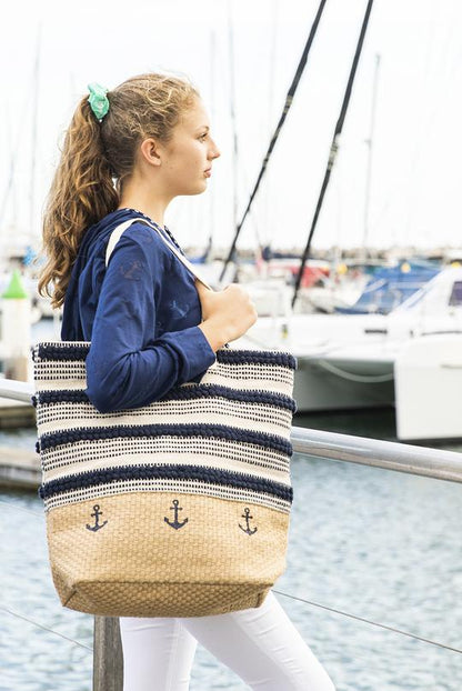 Nautical Jute Beach Bag KVJBNT