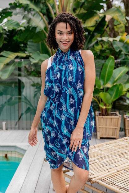 New Turtle Turtle Printed Cotton Sarong Pareo