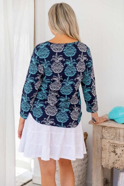 Pineapple 3/4 Sleeve Cotton Tee