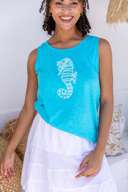 Seahorse Cotton Beach Tank Top