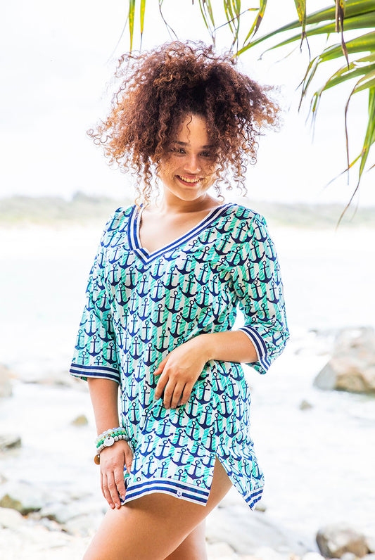 Anchor Cotton Beach Tunic Coverup